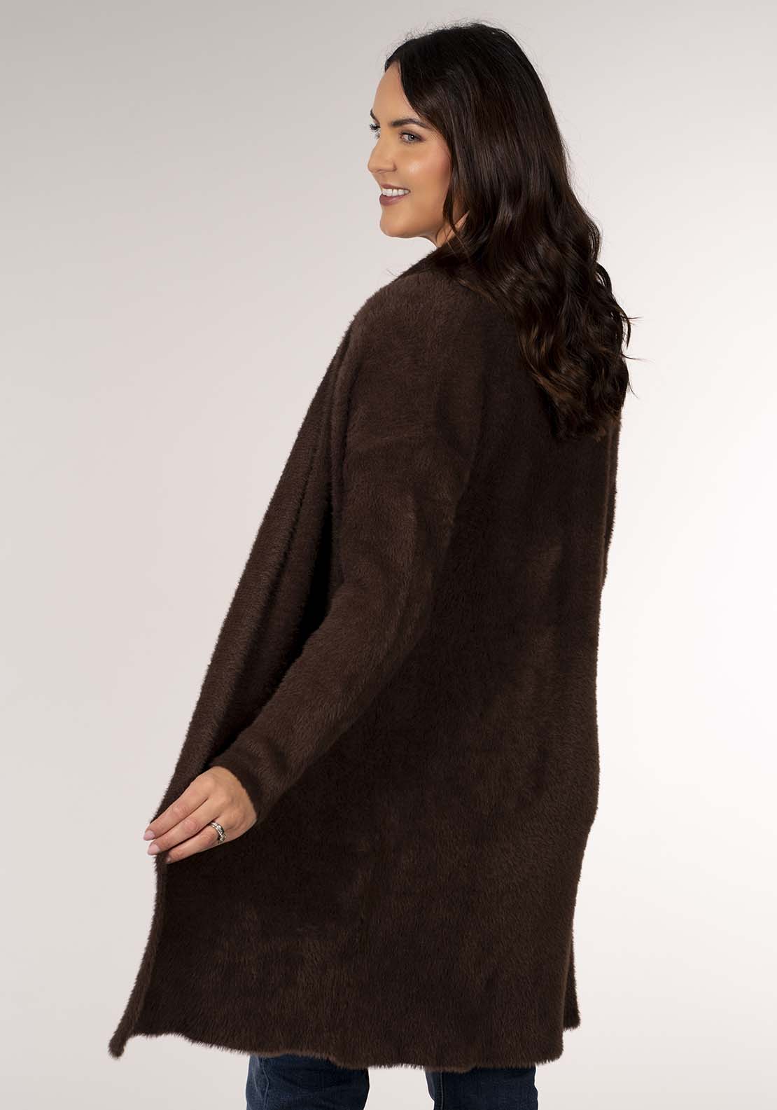 Tea Lane Feather Yarn Cardigan - Brown 3 Shaws Department Stores