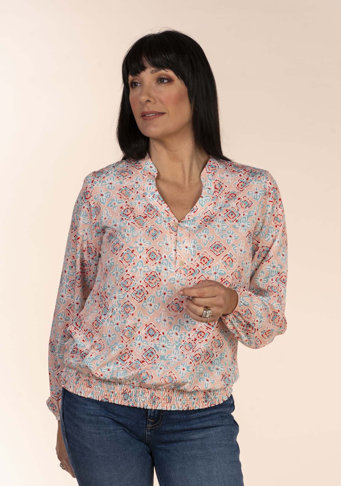 Tea Lane Frieda Bubble Blouse 1 Shaws Department Stores