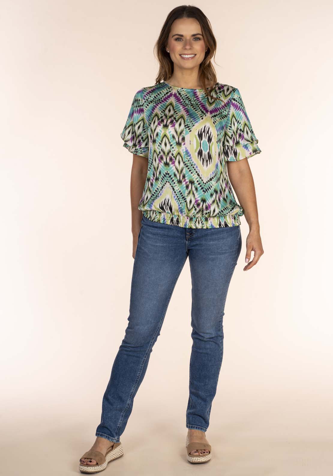 Naoise Frill Sleeve Blouse With Elastic Hem 5 Shaws Department Stores