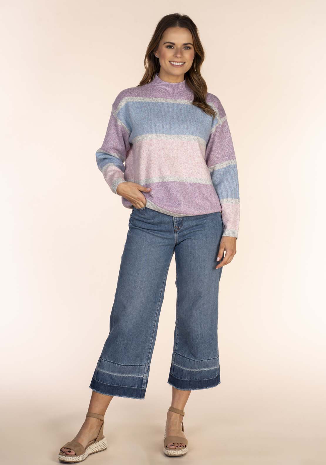 Naoise Stripe Turtle Sweater 4 Shaws Department Stores