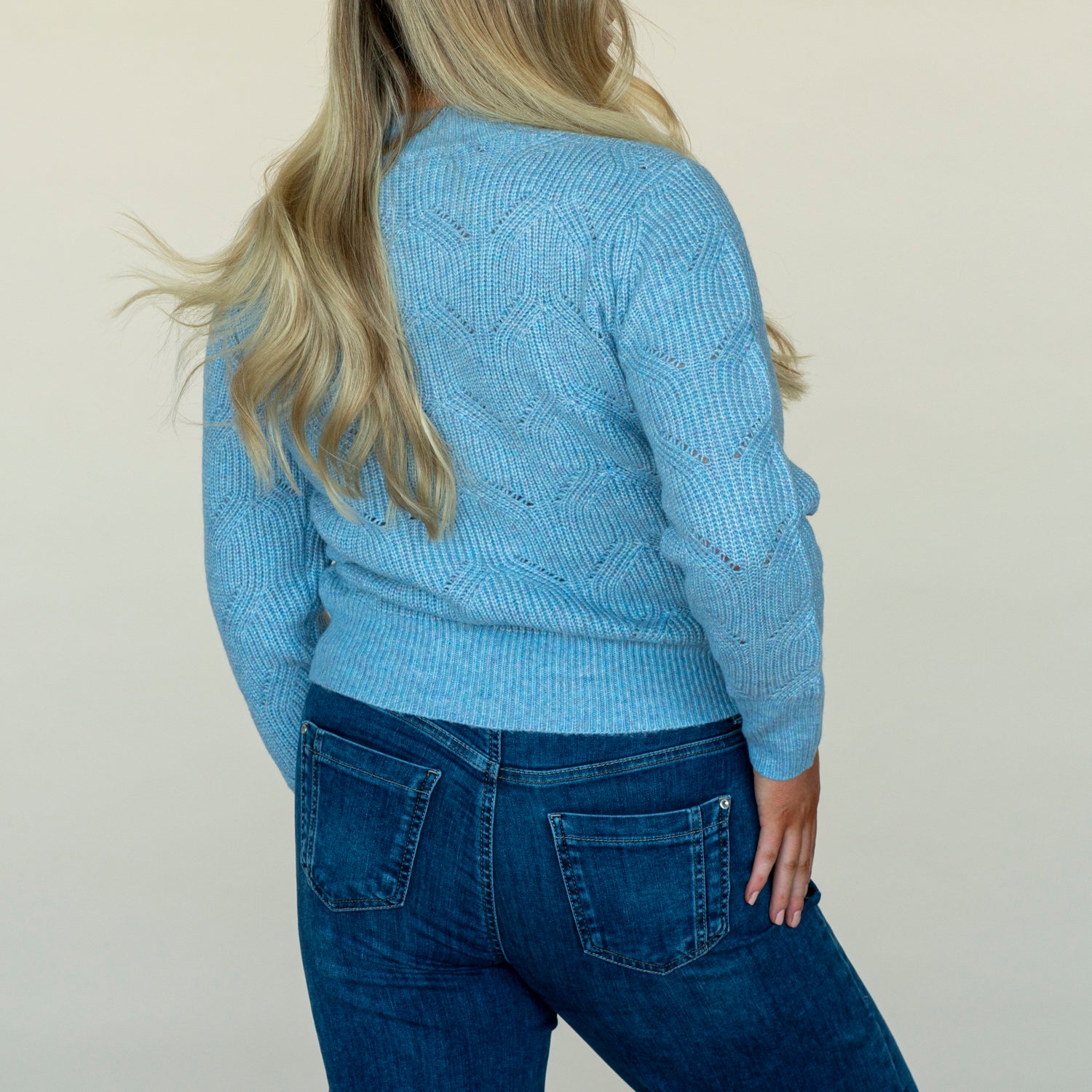 Naoise Twisted Pointelle Sweater - Blue 4 Shaws Department Stores