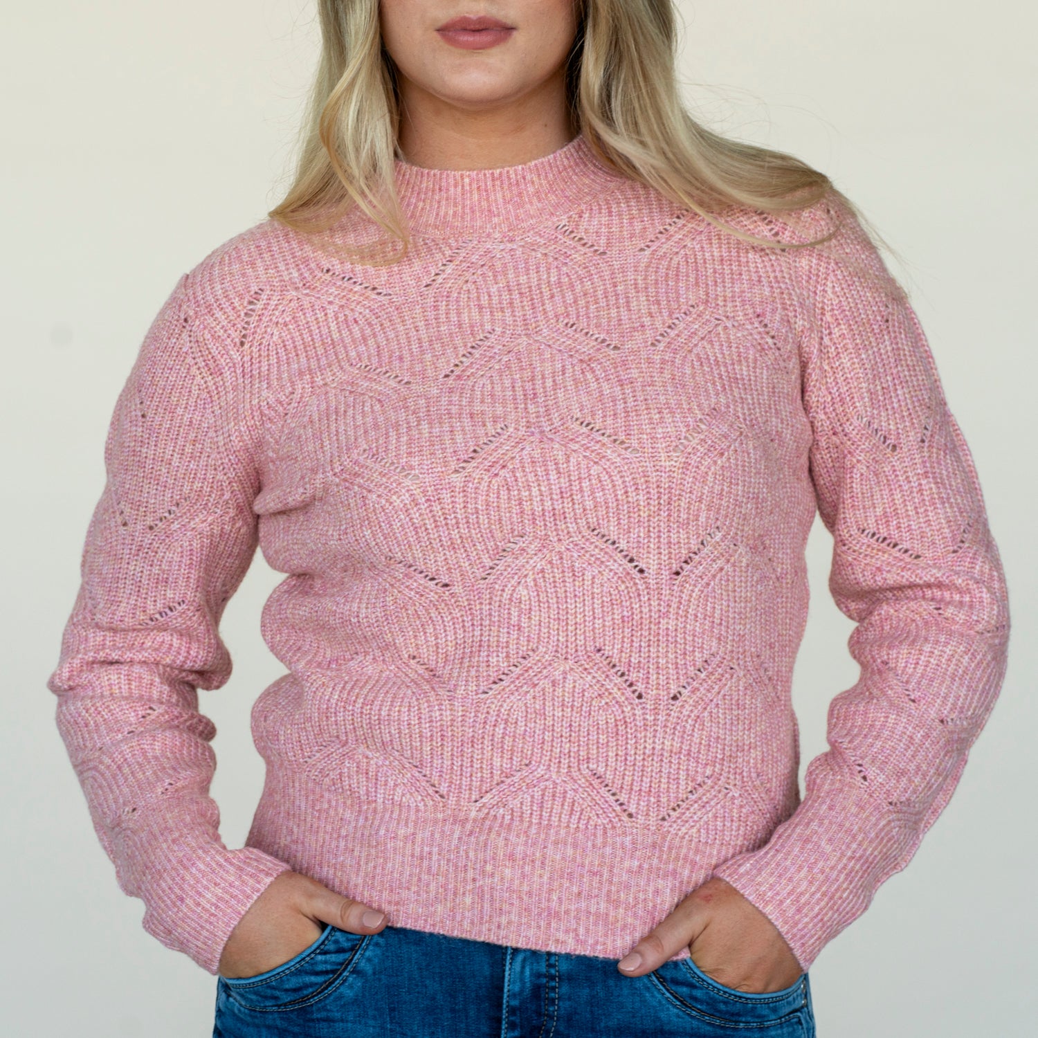 Naoise Twisted Pointelle Sweater - Pink 1 Shaws Department Stores