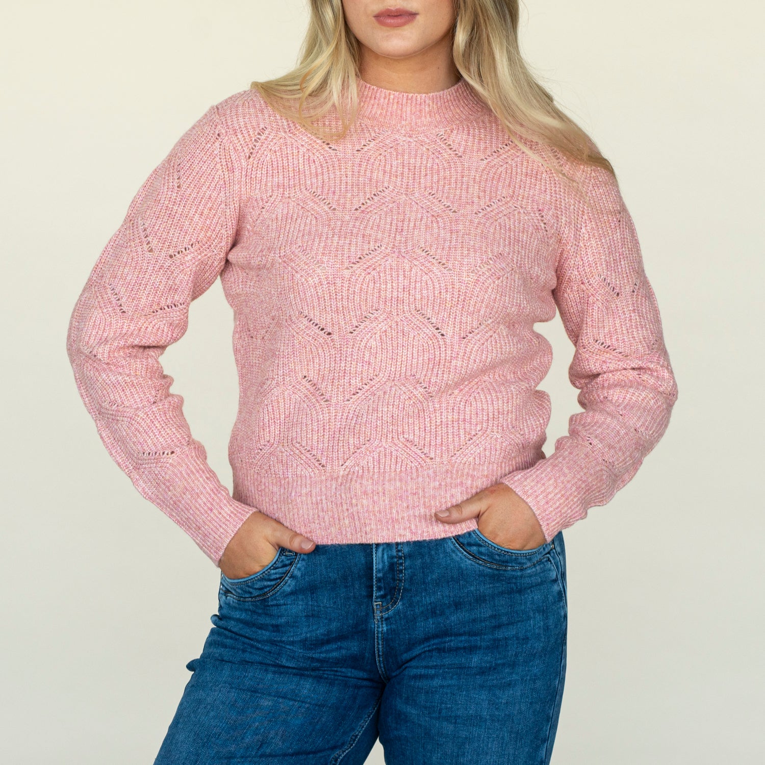 Naoise Twisted Pointelle Sweater - Pink 3 Shaws Department Stores