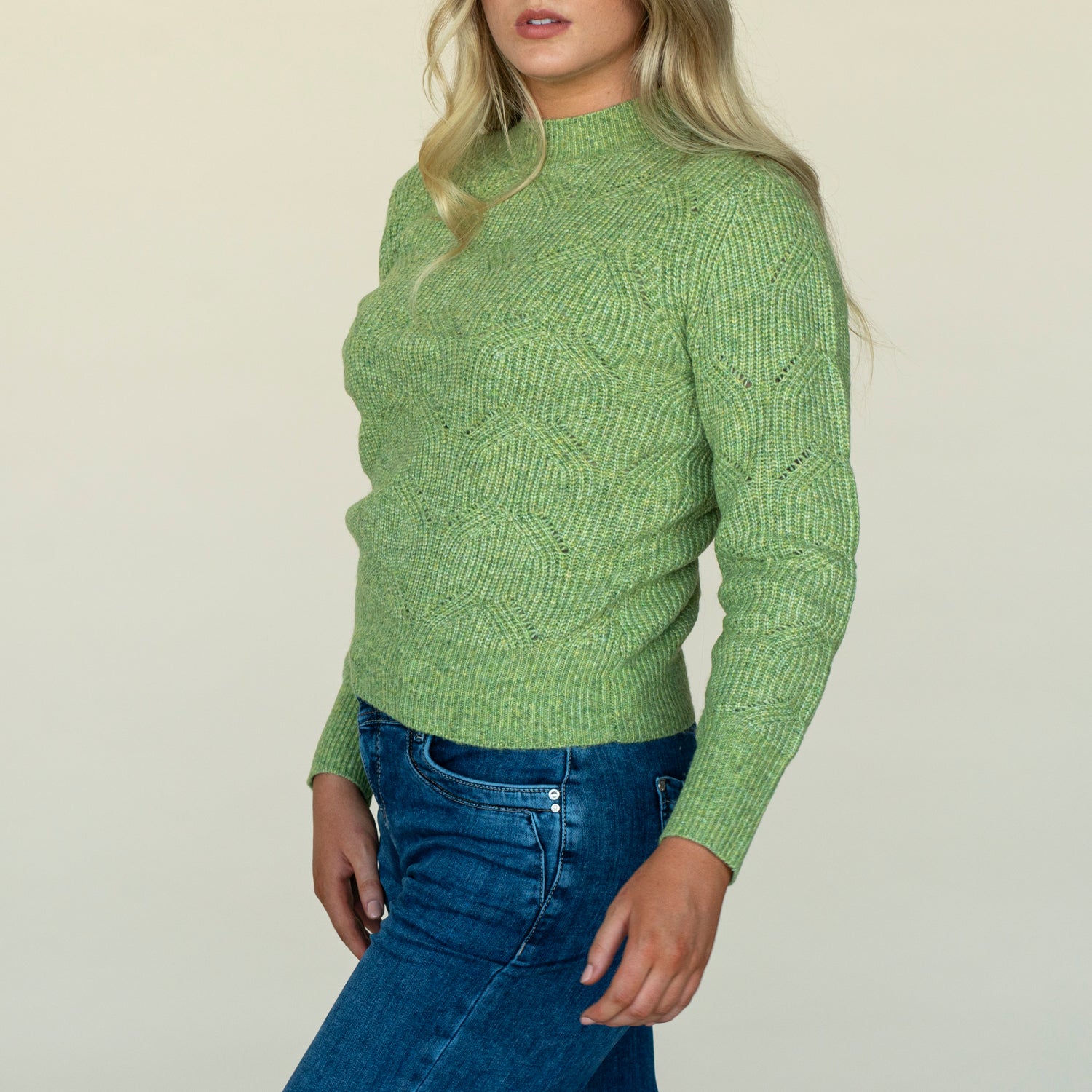 Naoise Twisted Pointelle Sweater - Green 3 Shaws Department Stores