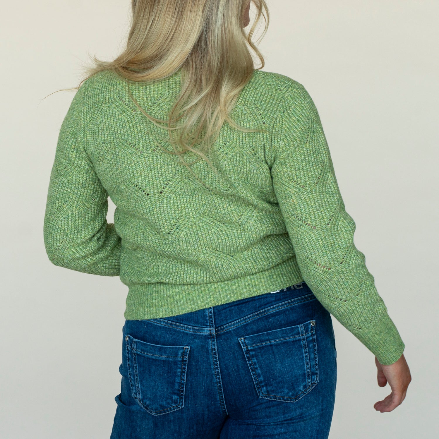 Naoise Twisted Pointelle Sweater - Green 5 Shaws Department Stores