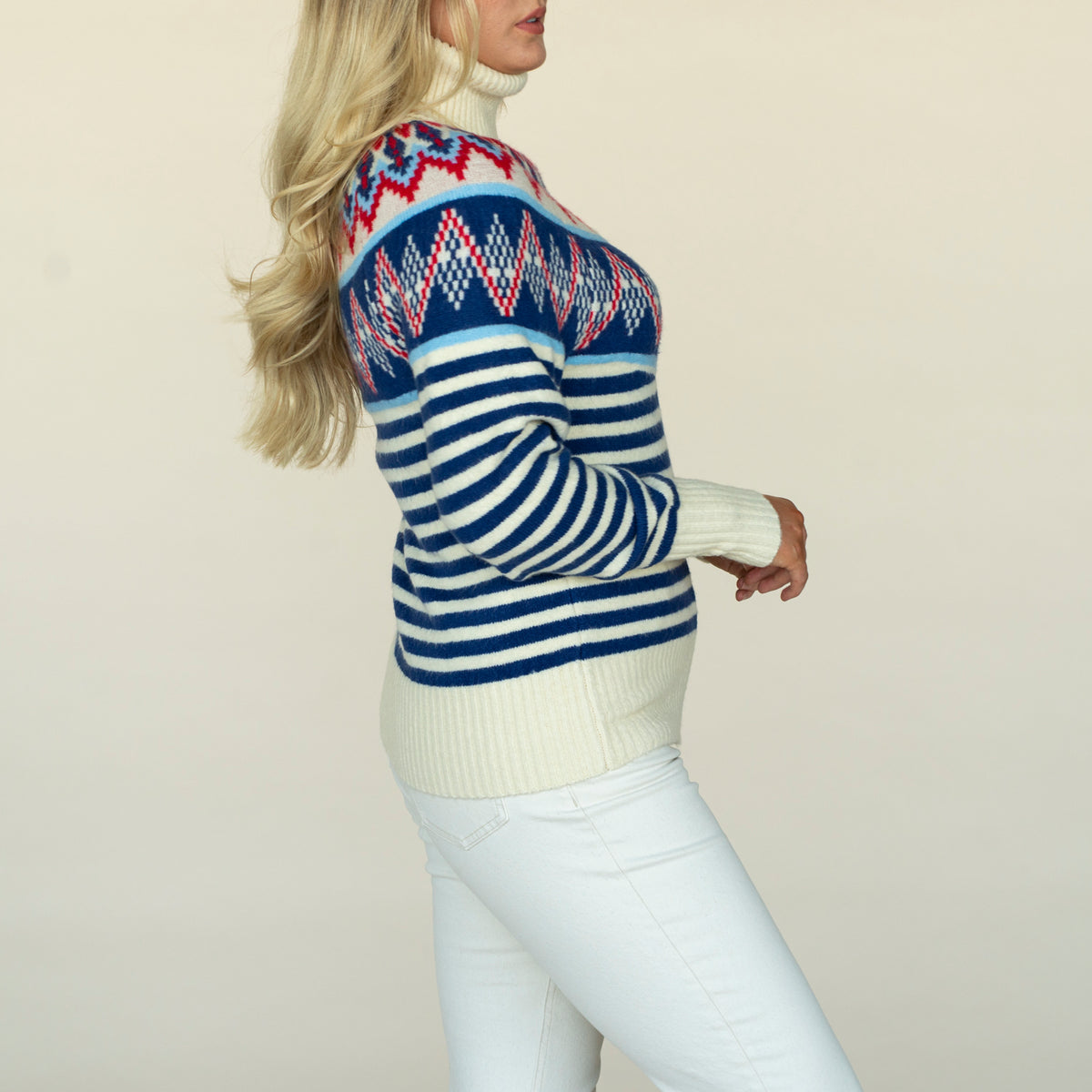 Fairisle Stripe Roll Neck Sweater