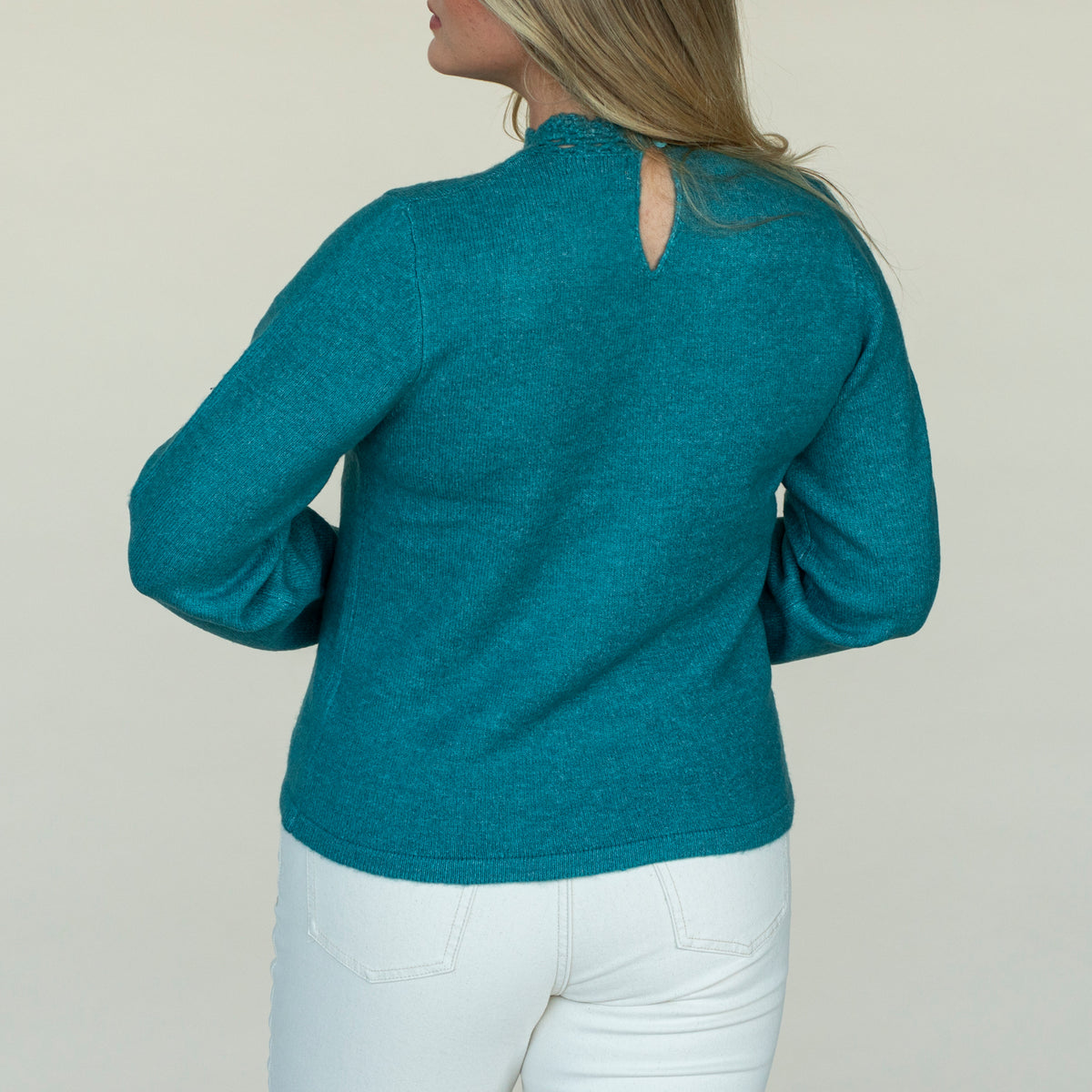 Crochet Collar Sweater - Blue