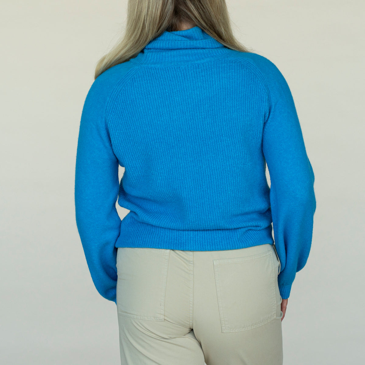 Roll Neck Raglan Sweater - Blue