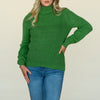 Roll Neck Raglan Sweater - Green