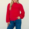 Turtle Crop Feather Sweater - Red