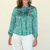 Zip Front Blouse - Green