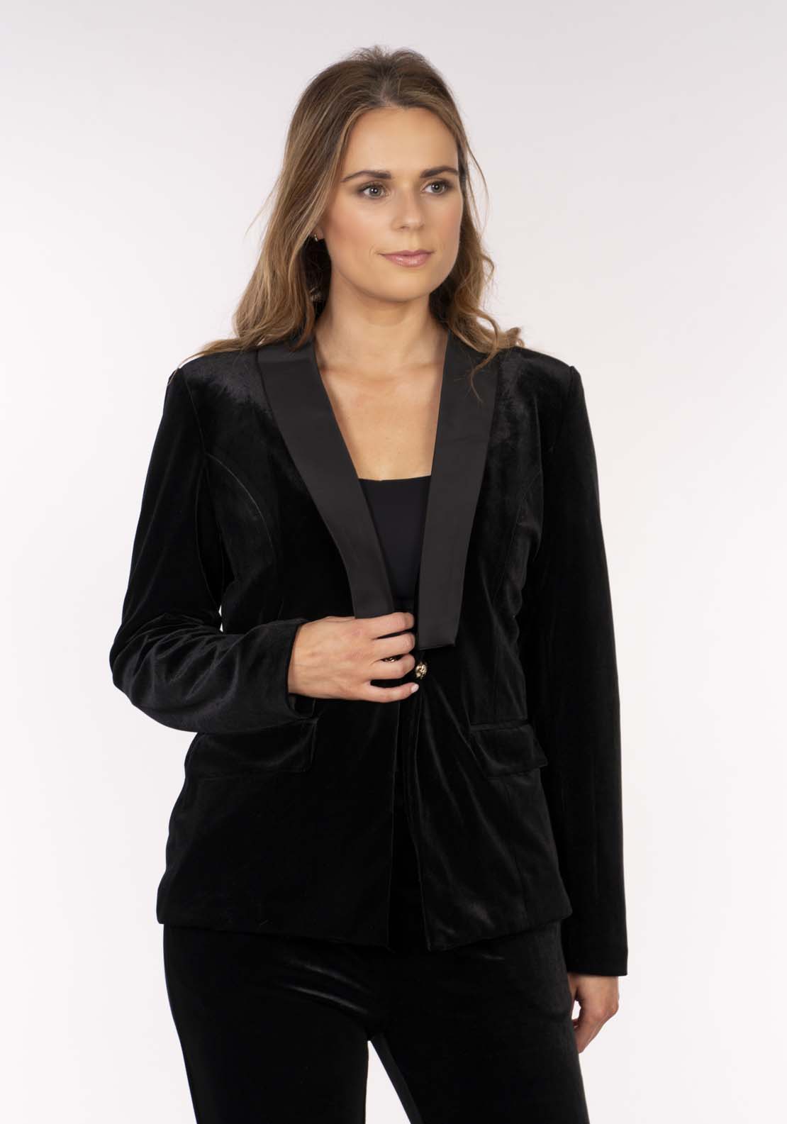 Naoise Velvet Tuxedo Blazar - Black 4 Shaws Department Stores