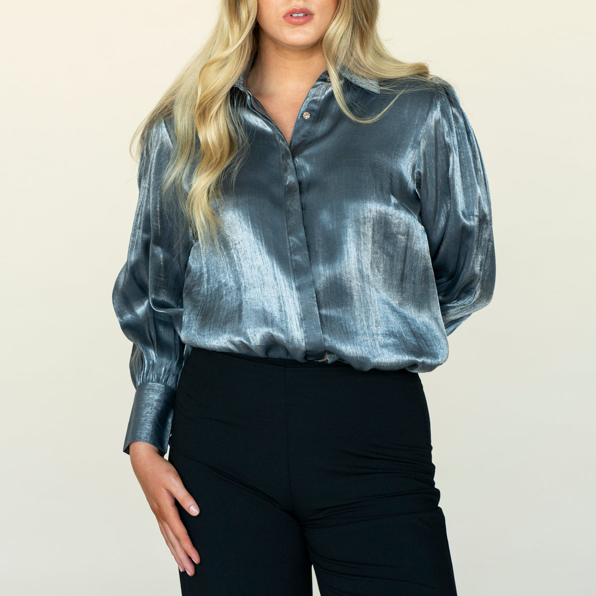 Shimmer Puff Sleeve Blouse