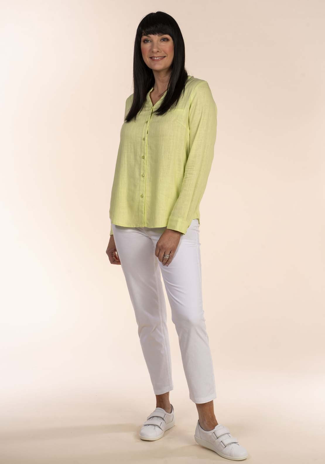 Tea Lane Linen Blouse - Lime 1 Shaws Department Stores