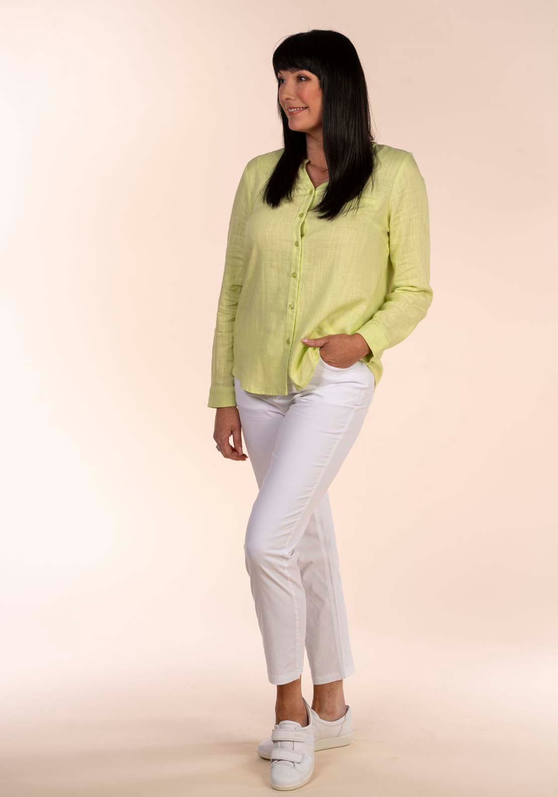 Tea Lane Linen Blouse - Lime 5 Shaws Department Stores