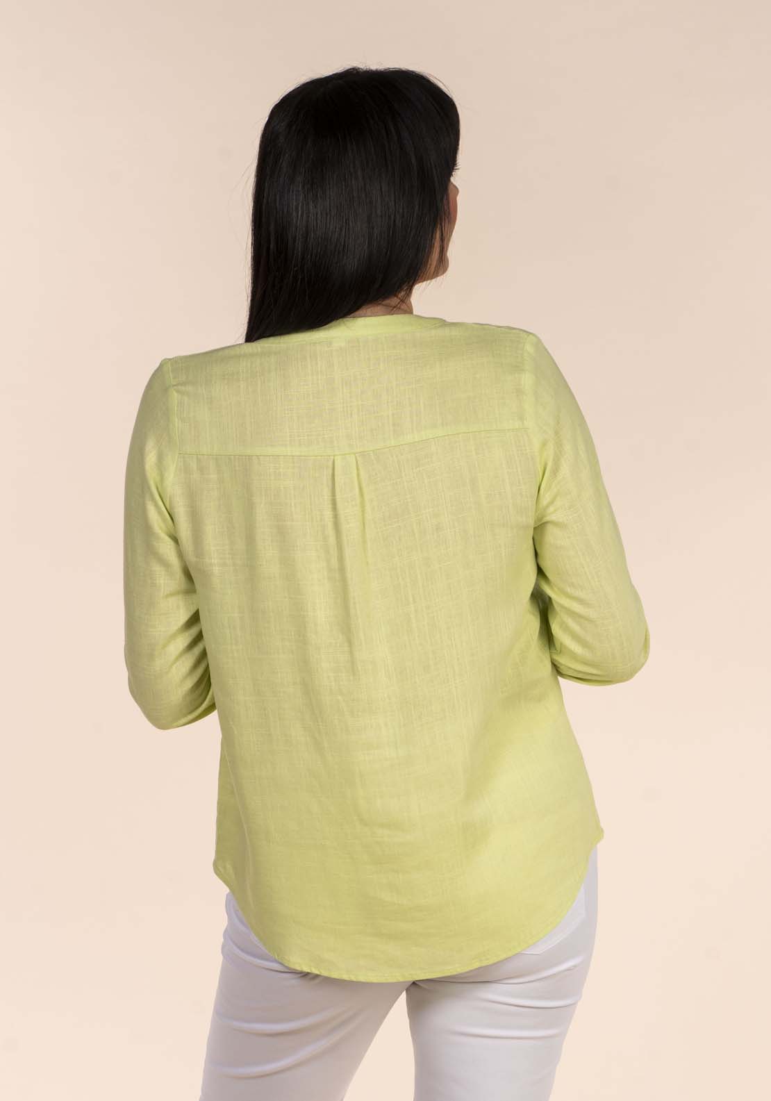 Tea Lane Linen Blouse - Lime 4 Shaws Department Stores