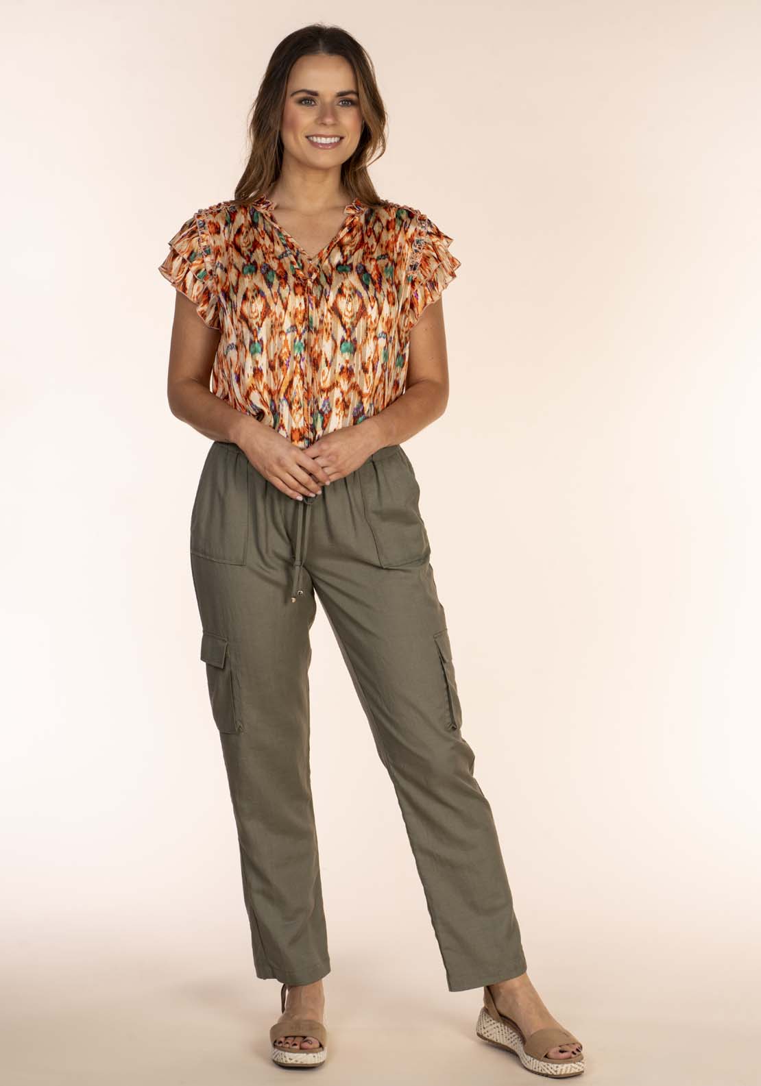 Naoise Drawstring Linen Pants - Green 4 Shaws Department Stores