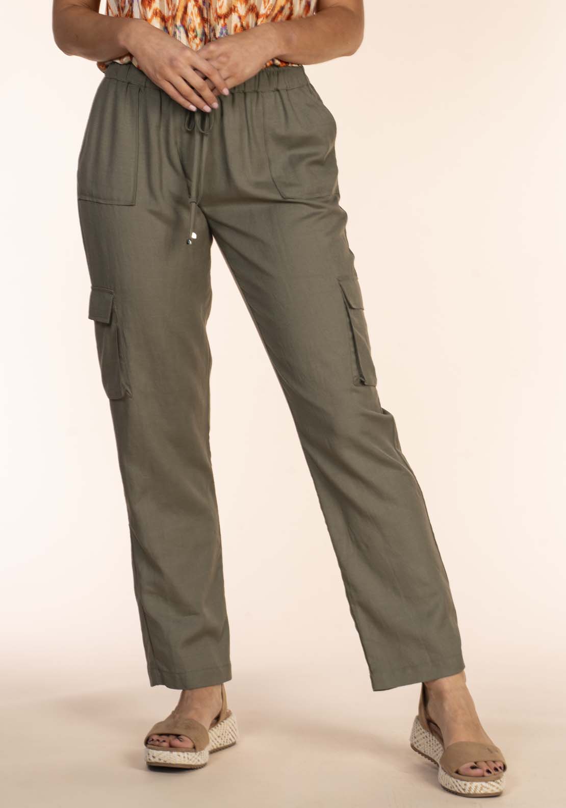Naoise Drawstring Linen Pants - Green 1 Shaws Department Stores