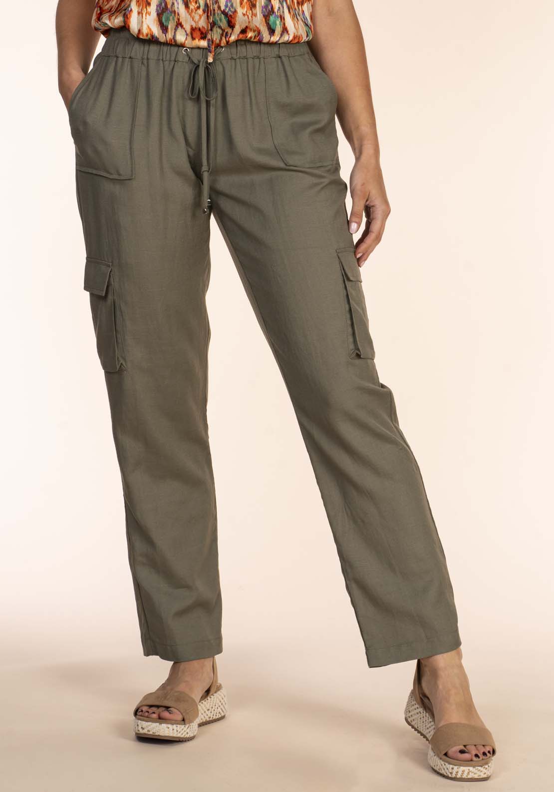Naoise Drawstring Linen Pants - Green 6 Shaws Department Stores