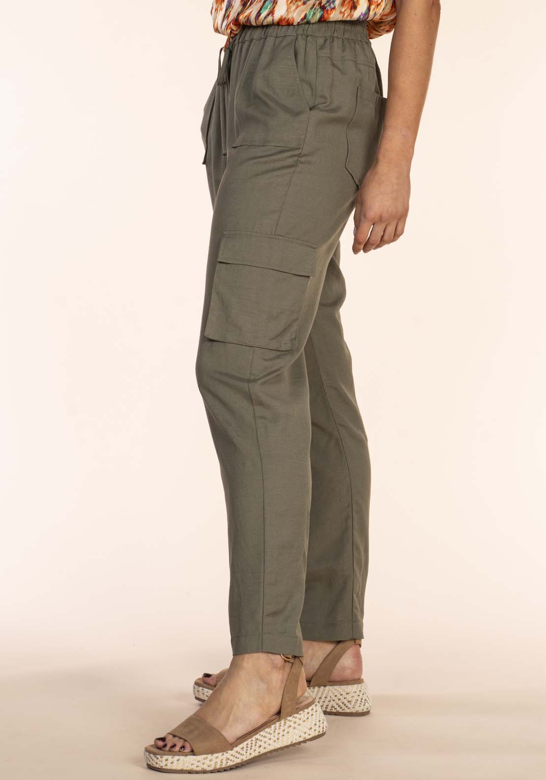 Naoise Drawstring Linen Pants - Green 2 Shaws Department Stores