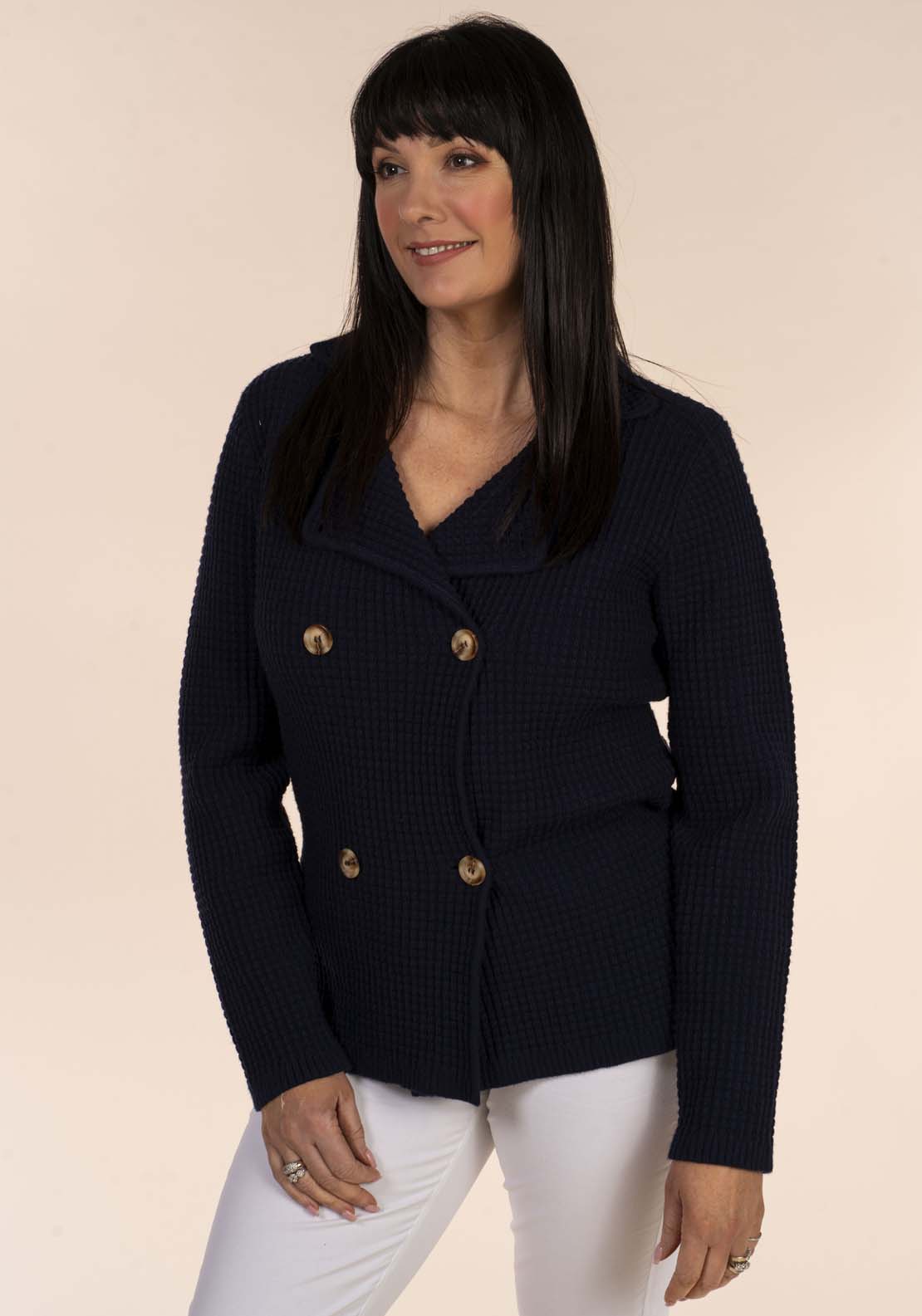 Tea Lane Double Breast Coat - Navy 1 Shaws Department Stores