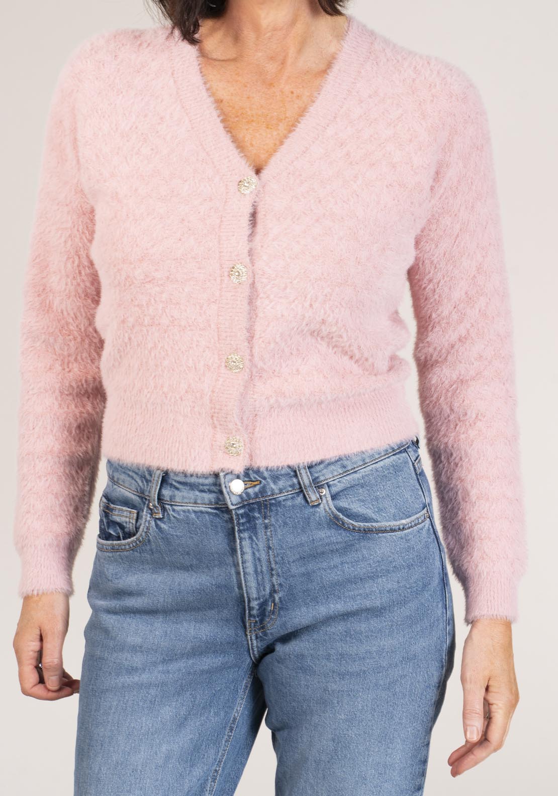 Naoise V Neck Cardigan - Pink 1 Shaws Department Stores