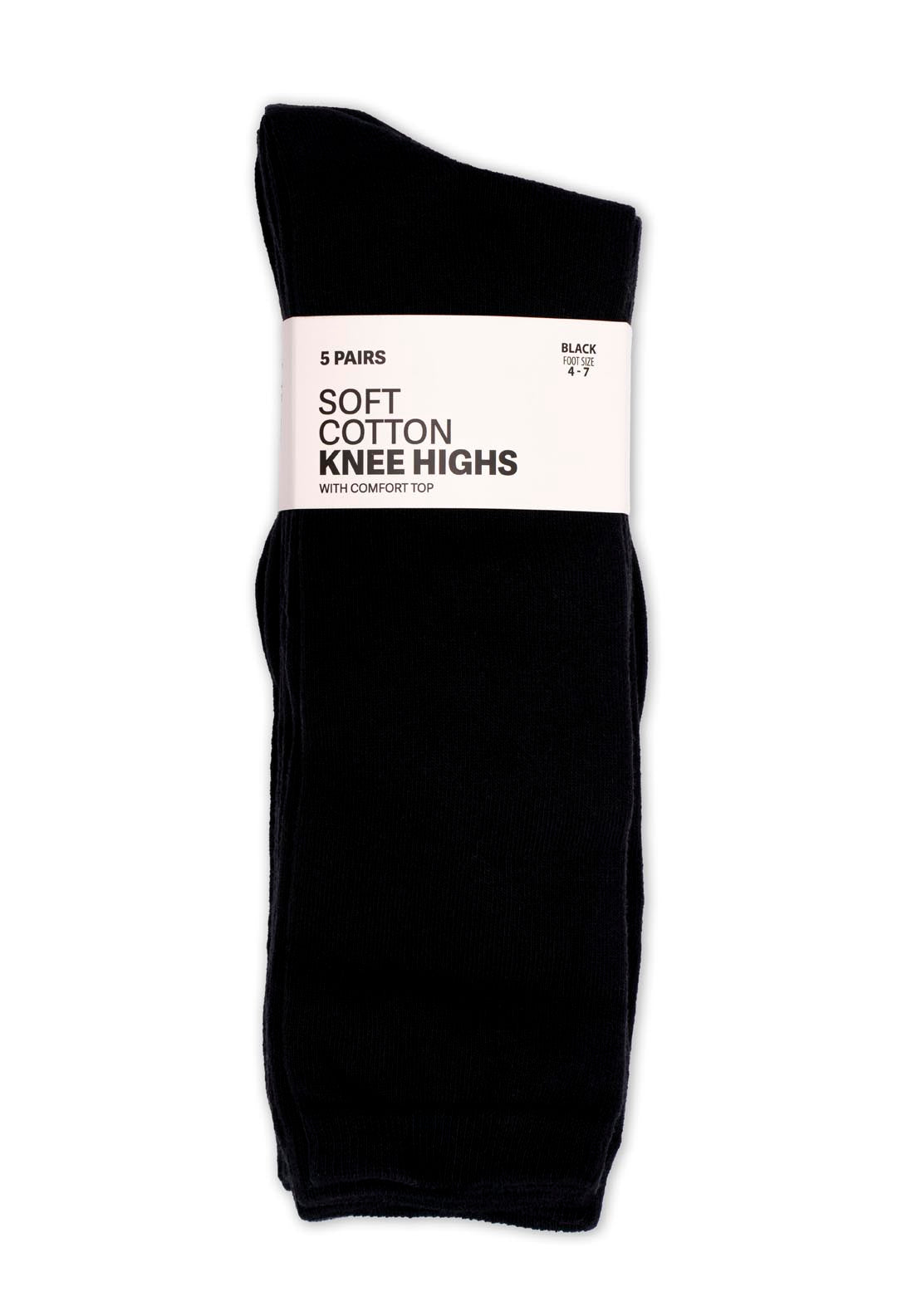 Shaws Tights &amp; Socks 5 Pairs Soft Cotton Knee Highs - Blue 1 Shaws Department Stores