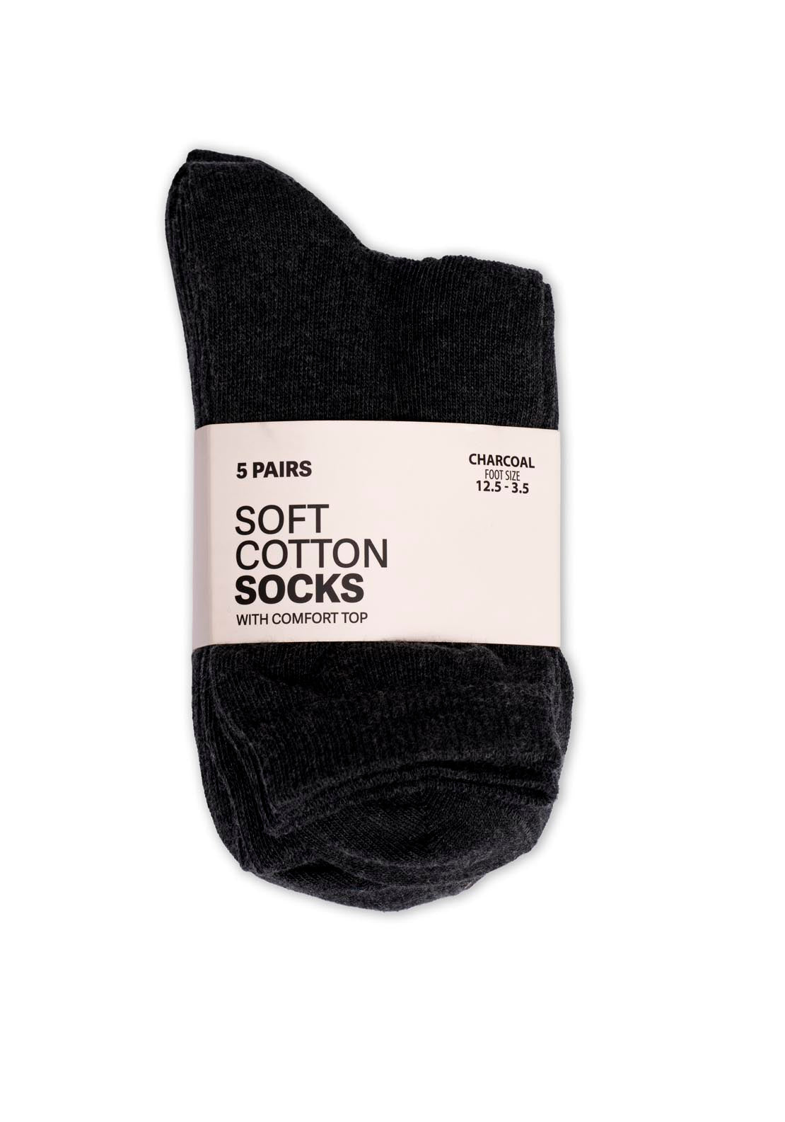 Shaws Tights &amp; Socks 5 Pairs Soft Cotton Socks - Grey 1 Shaws Department Stores
