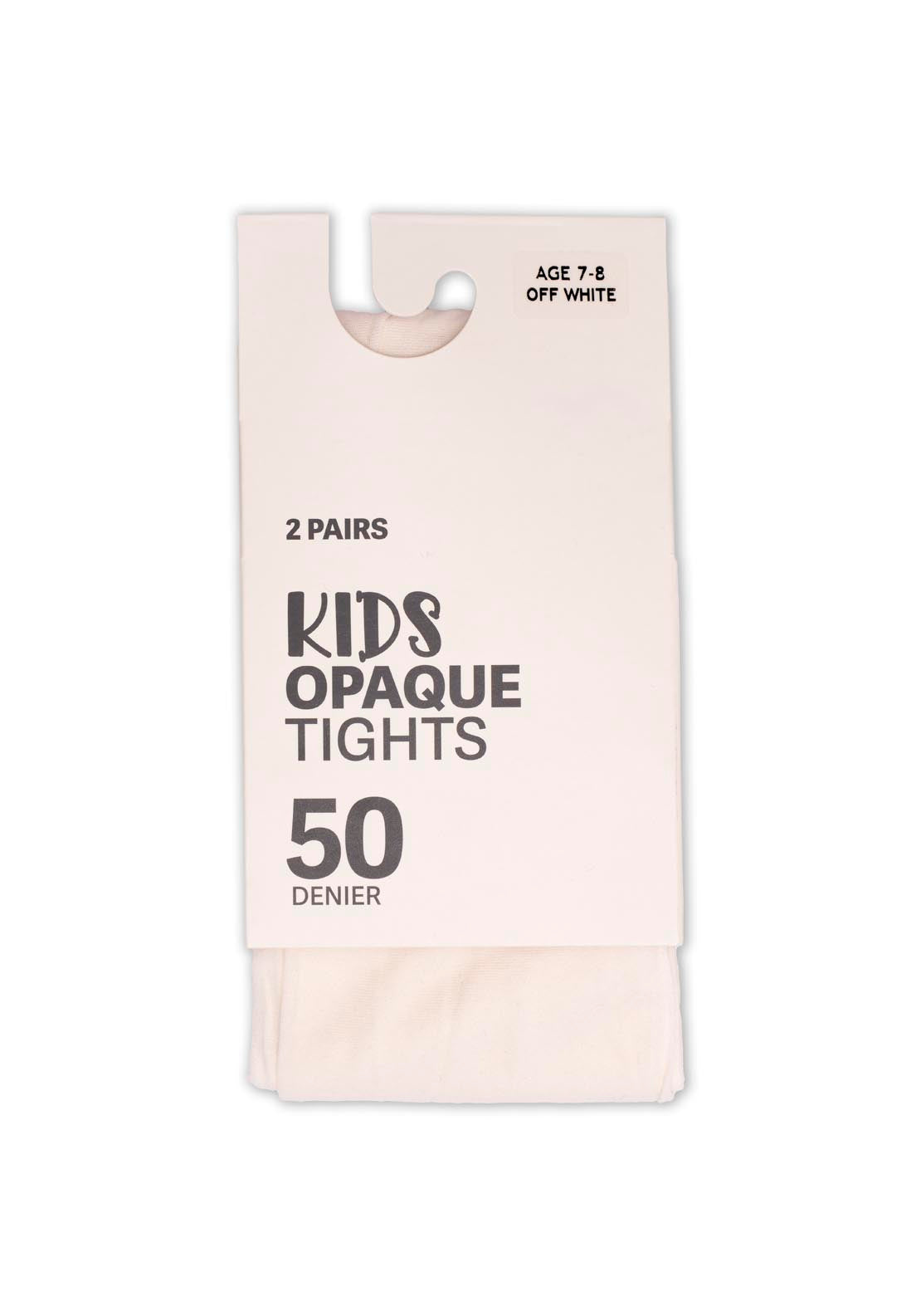 Shaws Tights &amp; Socks 2 Pairs Kids Opaque Tights - White 1 Shaws Department Stores