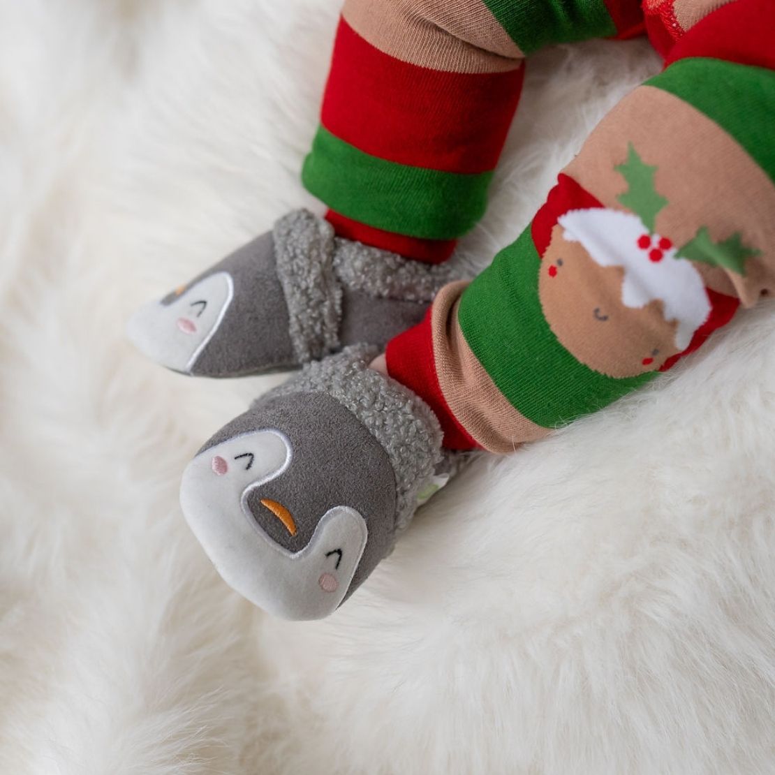 Ziggle Penguin Slippers - Grey 6 Shaws Department Stores