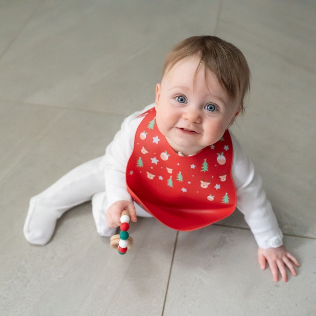 Ziggle Christmas Silicone Bib - Red 3 Shaws Department Stores