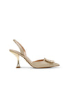Jewelled Heeled Sling Back - Gold Glitter