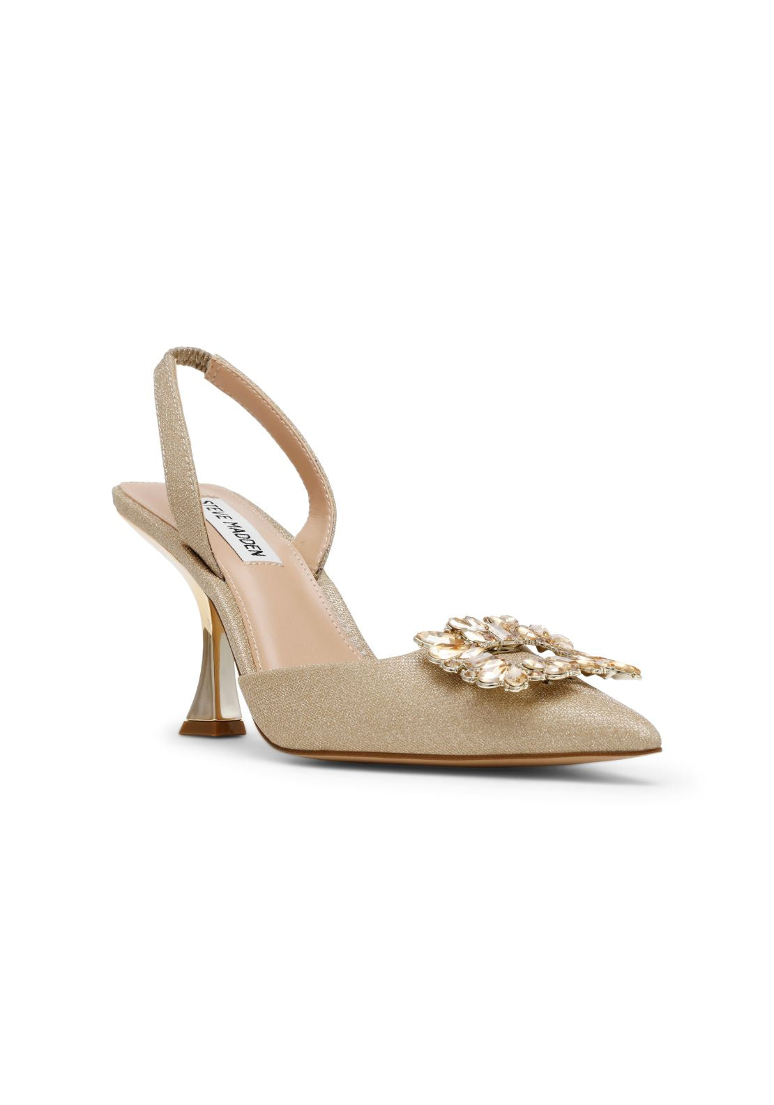 Steve Madden Jewelled Heeled Sling Back - Gold Glitter 3 Shaws Department Stores