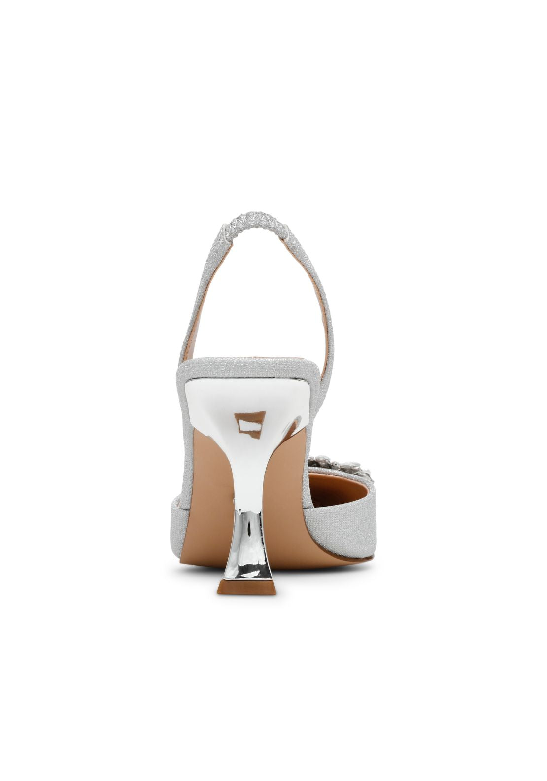 Steve Madden Jewelled Heeled Sling Back - Silver 2 Shaws Department Stores