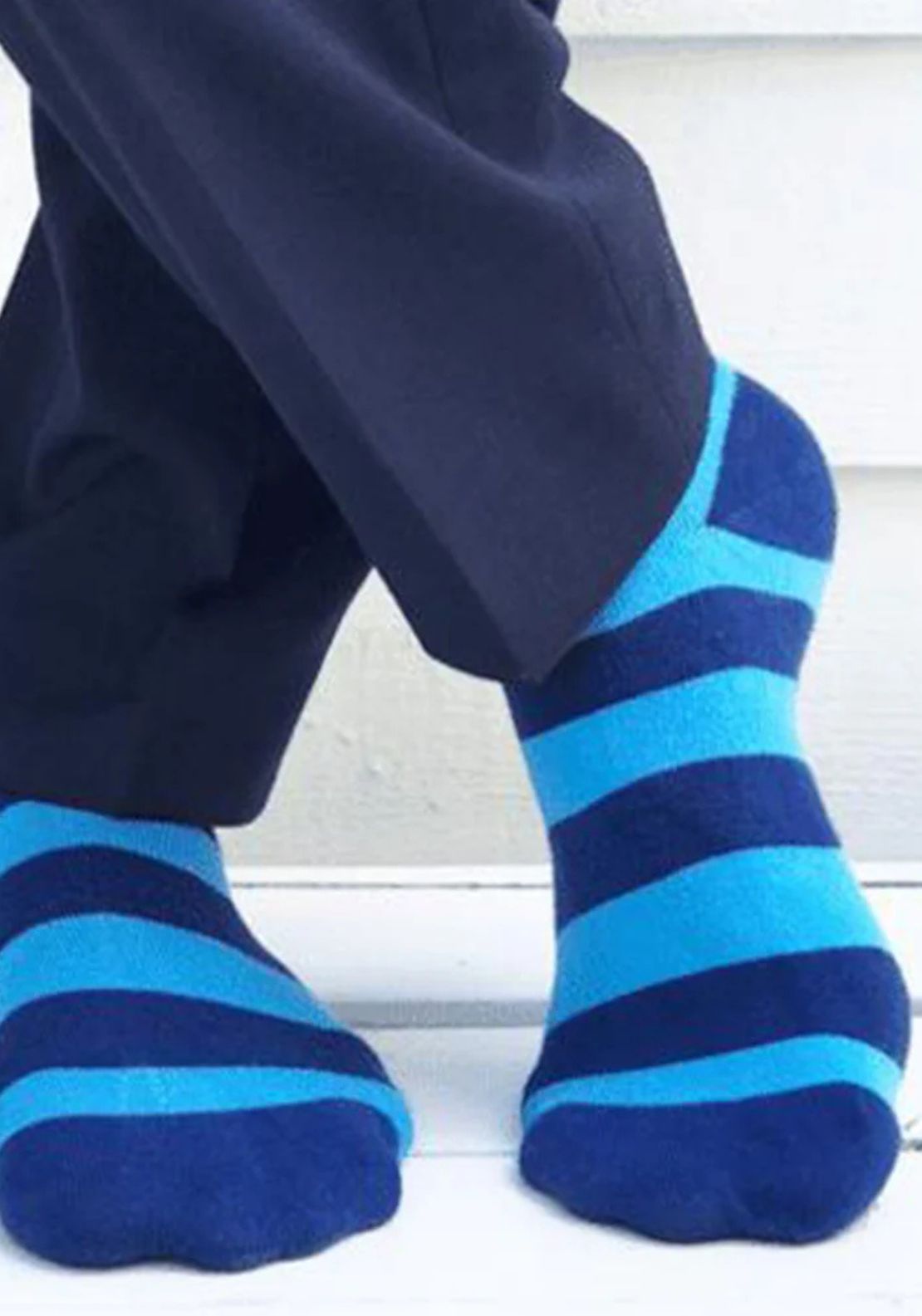 Swole Panda Stripe Socks - Blue 2 Shaws Department Stores