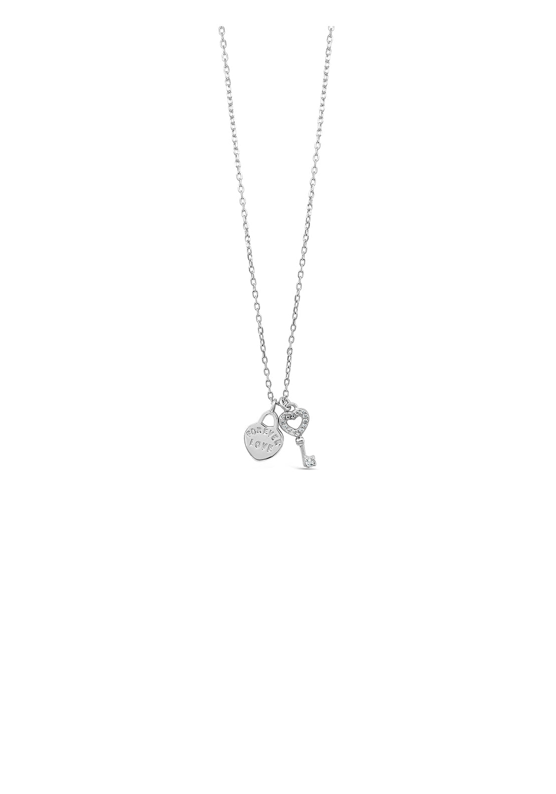 Absolute Jewellery Lock And Key Pendent Necklace - Silver 1 Shaws Department Stores