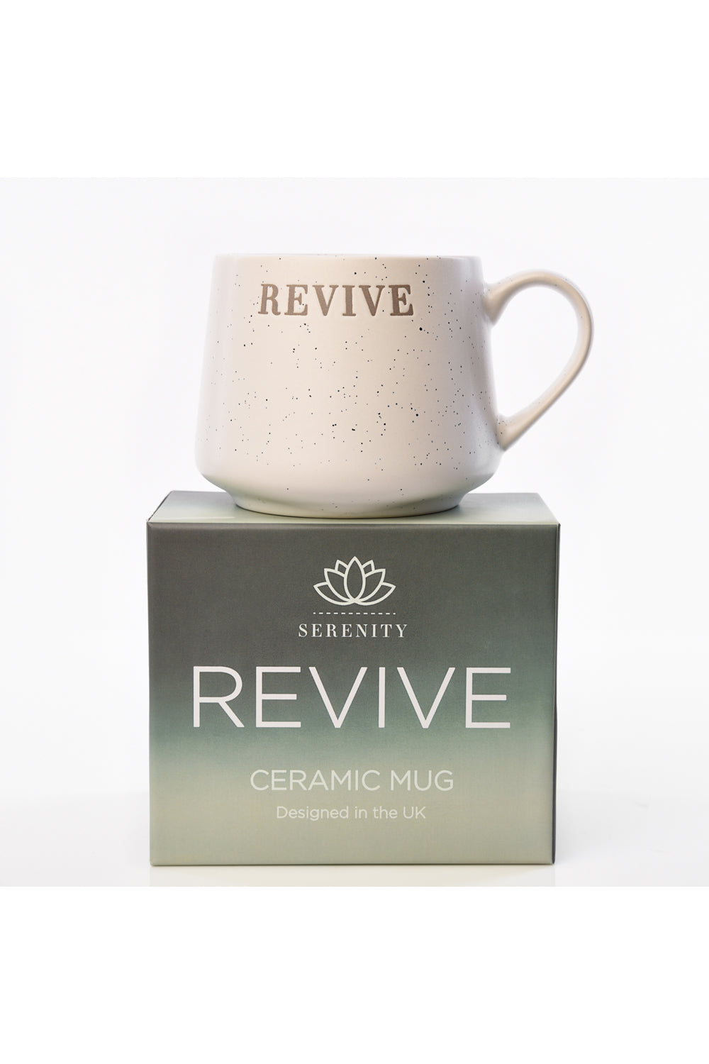 The Home Collection Serenity De-Bossed Mug "Revive" 1 Shaws Department Stores