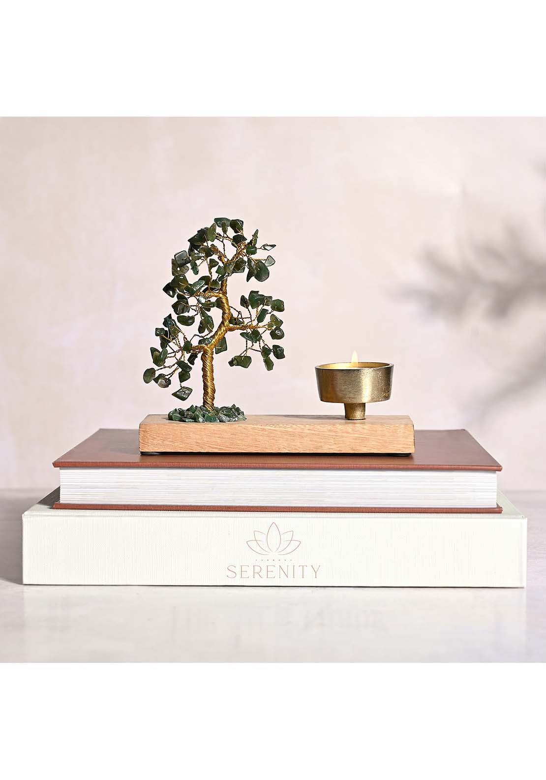Sophia Serenity Gemstone Tree Tea Light Holder - Green Jade 3 Shaws Department Stores
