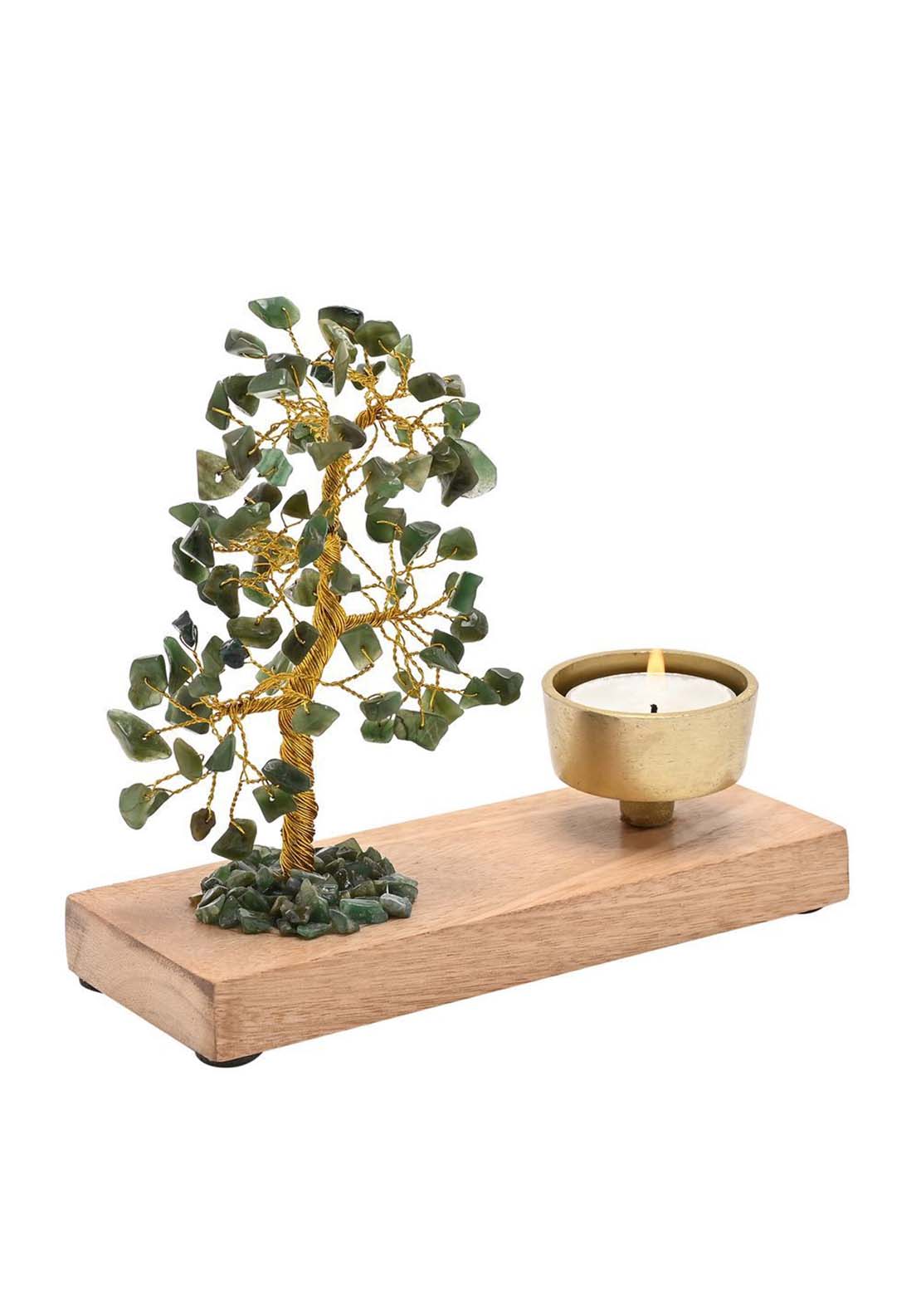 Sophia Serenity Gemstone Tree Tea Light Holder - Green Jade 2 Shaws Department Stores