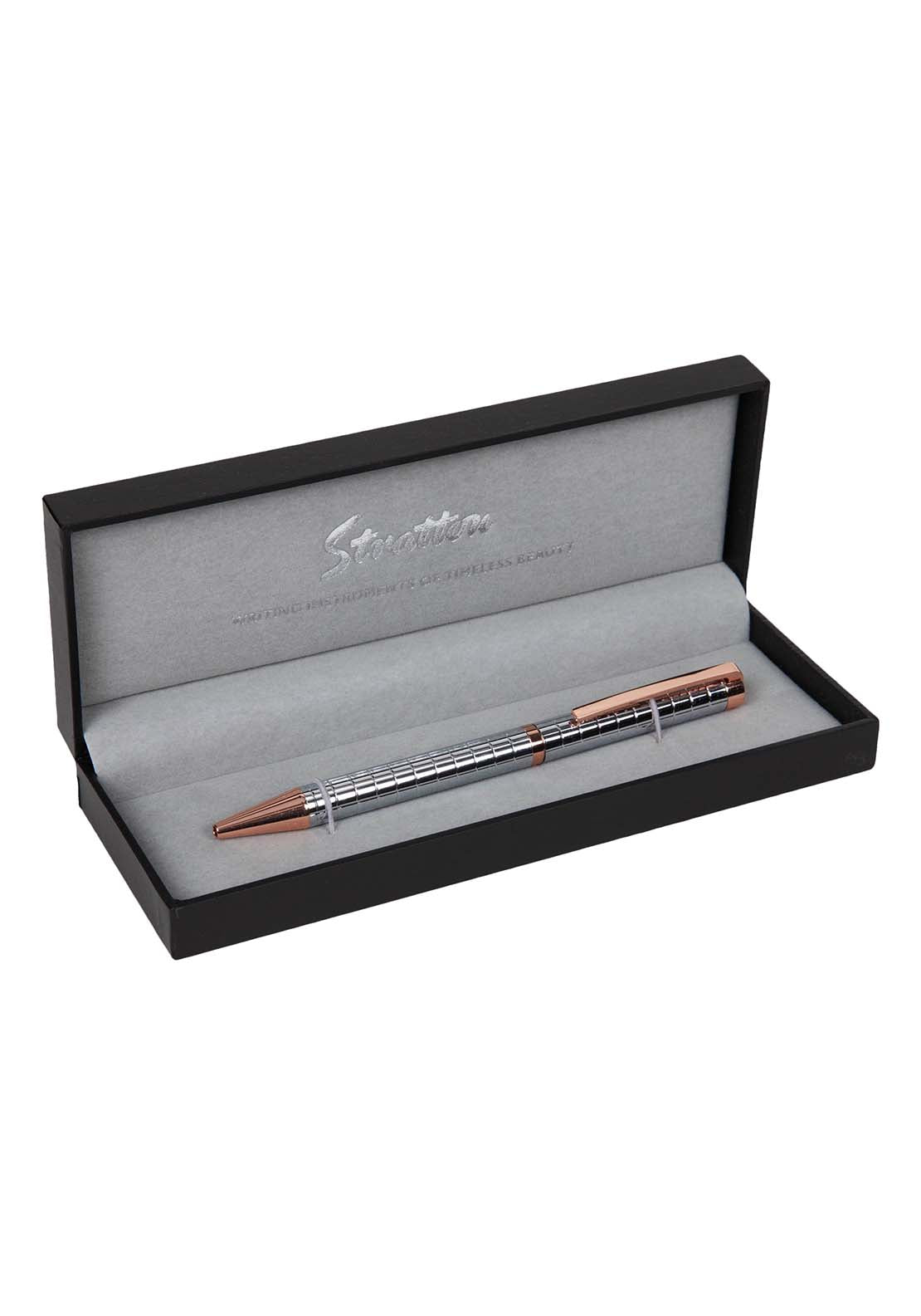 Stratton Ballpoint Pen - Silver &amp; Rose 1 Shaws Department Stores