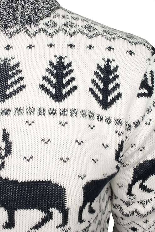 Spilt Star 1/4 Zip Reindeer Christmas Jumper - Ecru 3 Shaws Department Stores