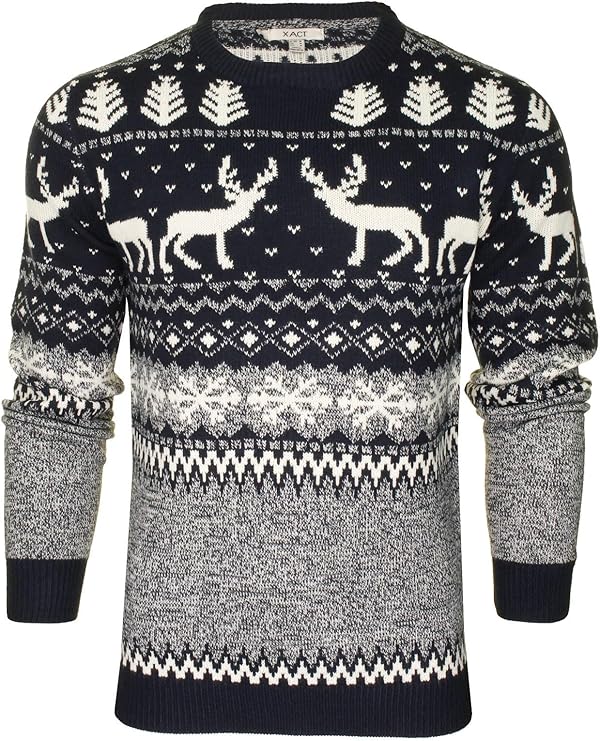 Spilt Star Nordic Reindeer Christmas Jumper - Black Ice 1 Shaws Department Stores