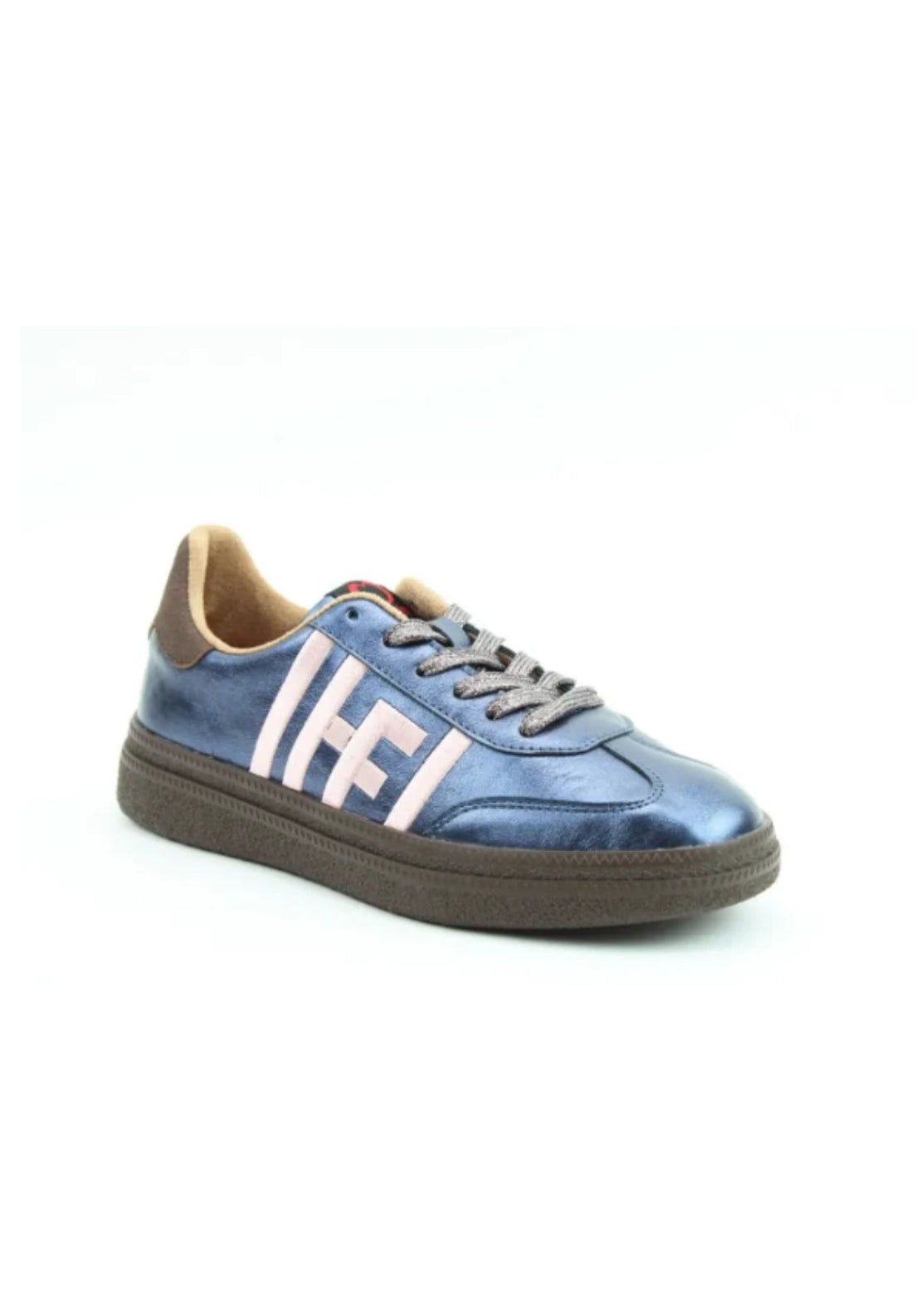 Heavenly Feet Gum Sole Trainer - Navy/choc/pink 1 Shaws Department Stores