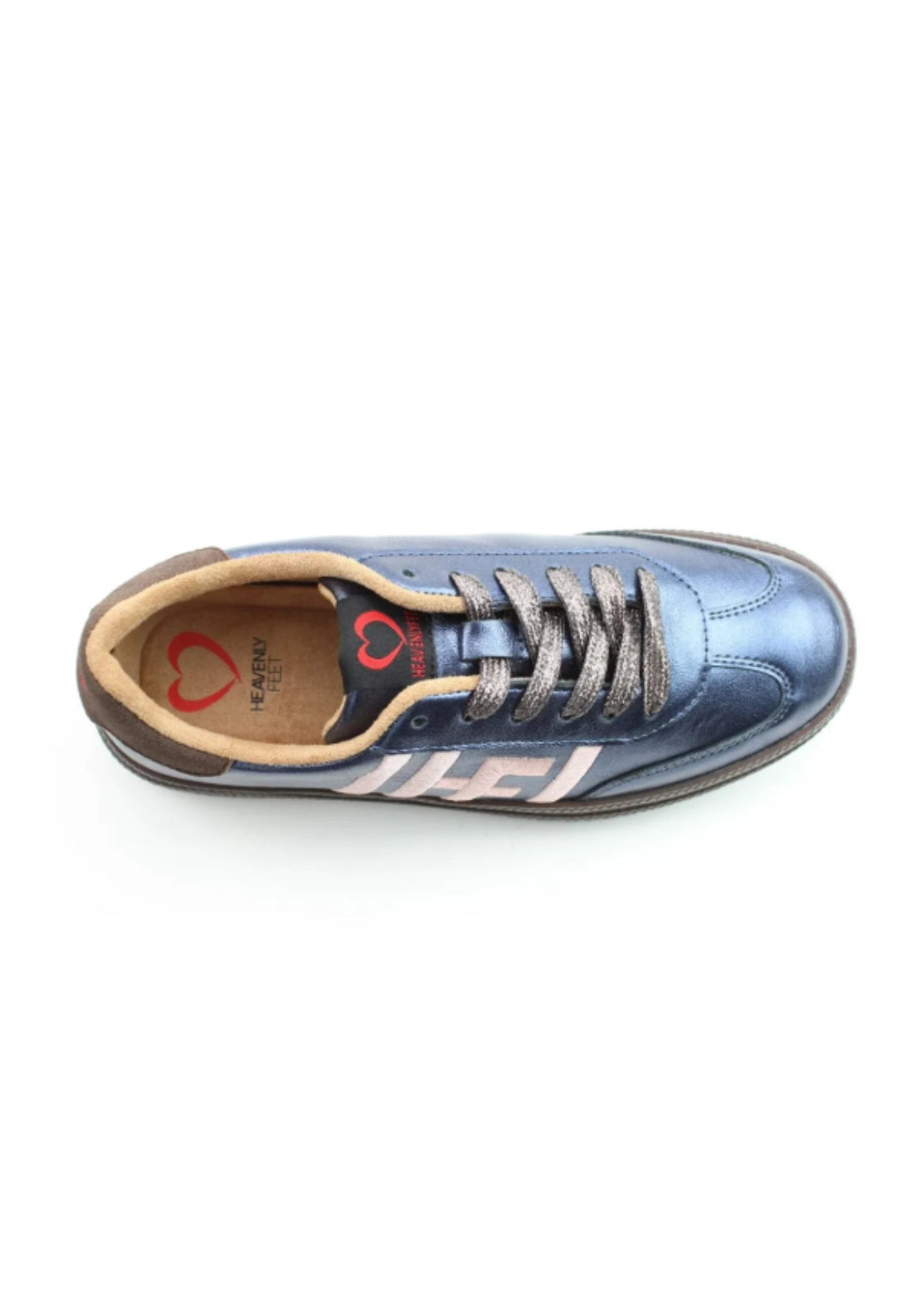 Heavenly Feet Gum Sole Trainer - Navy/choc/pink 3 Shaws Department Stores