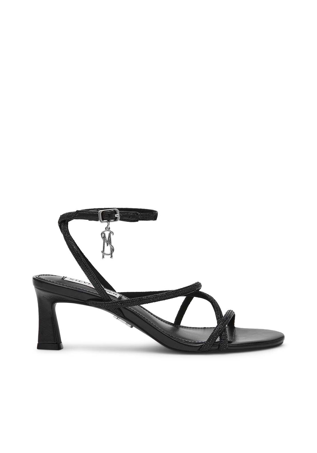 Sandal Steve Madden Side Step Low Bling Heel Black