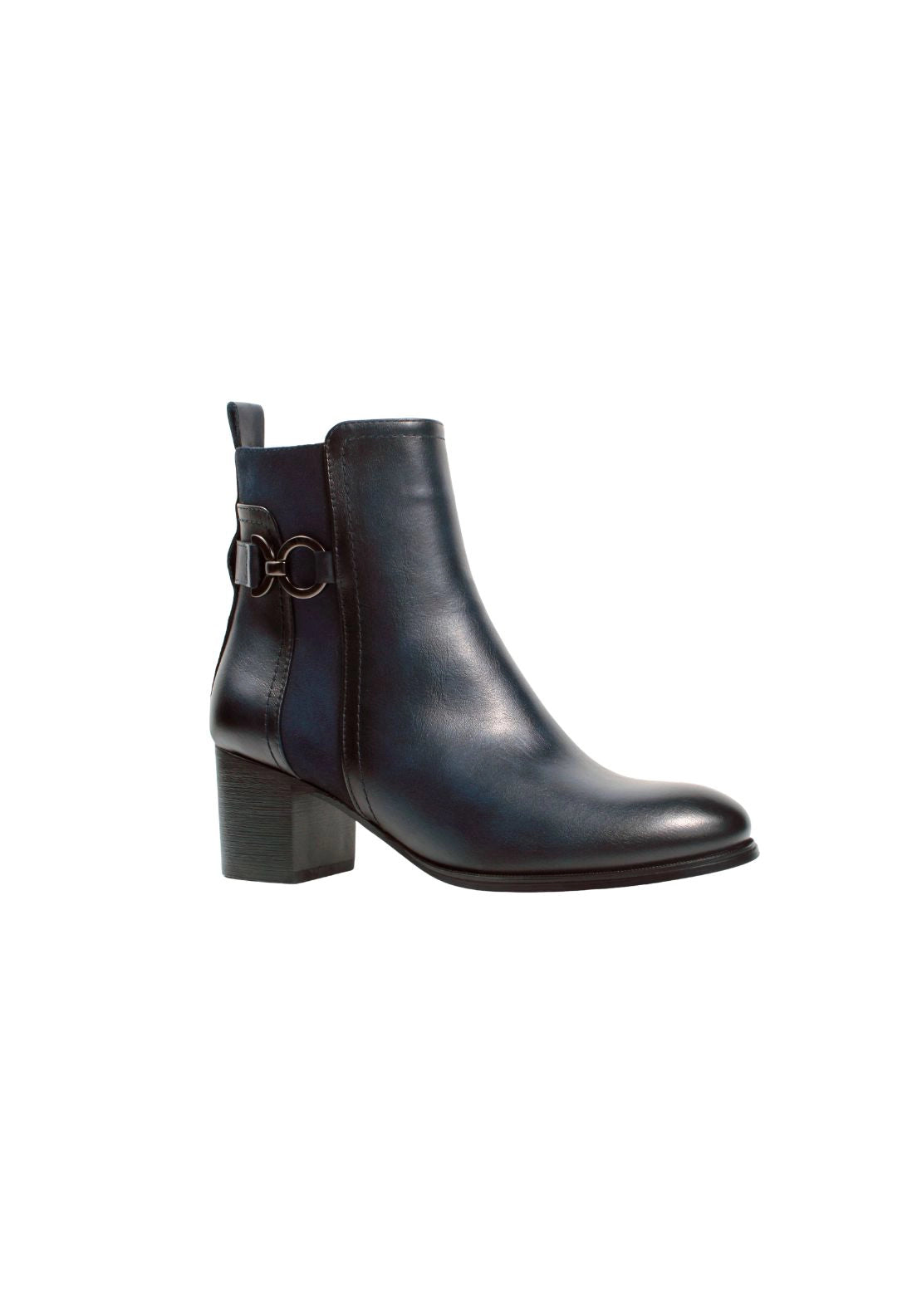 Block Heel Buckle &amp; Suede Trim - Navy