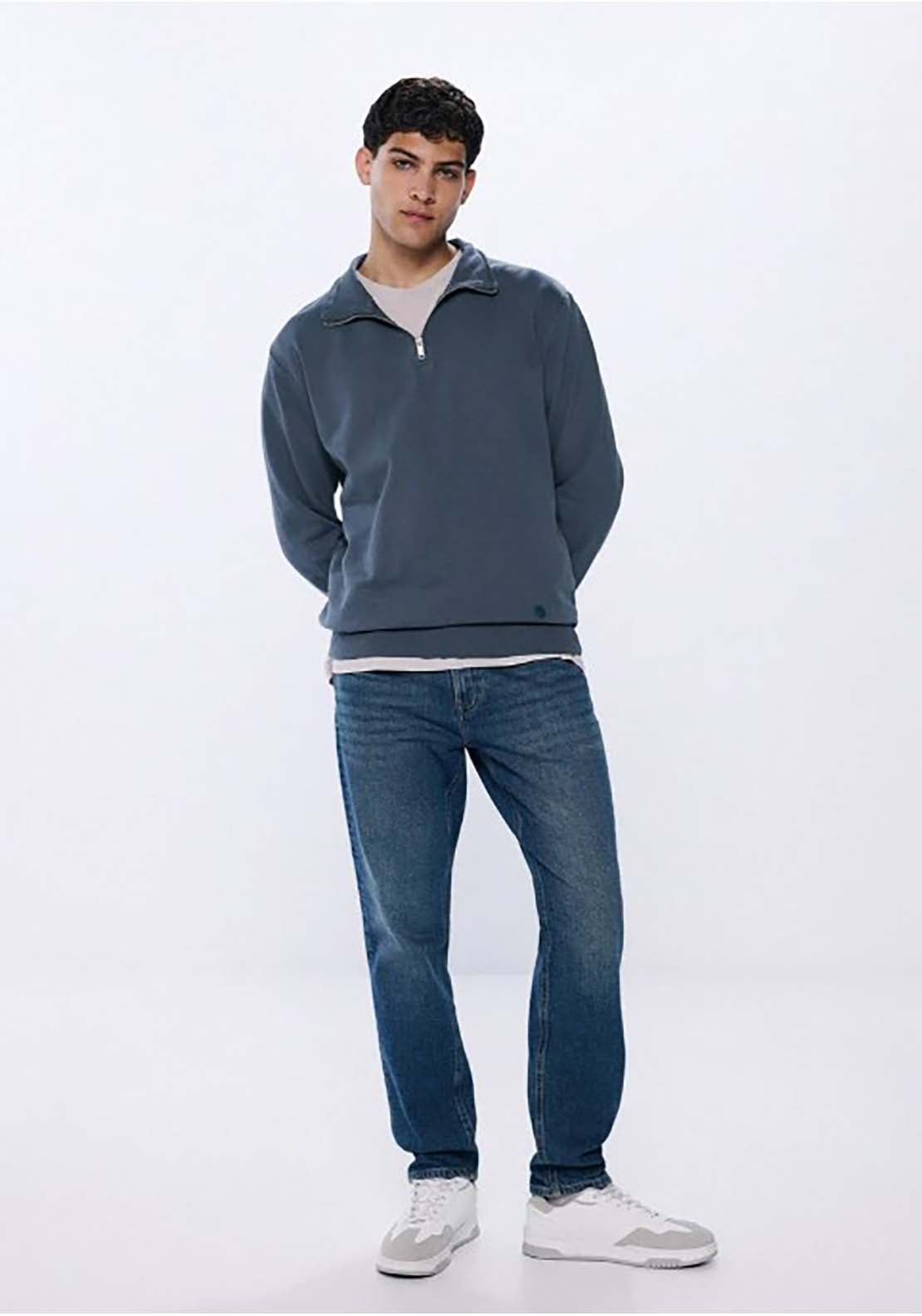 Springfield Basic Trucker Neck Sweatshirt - Blue 4 Shaws Department Stores