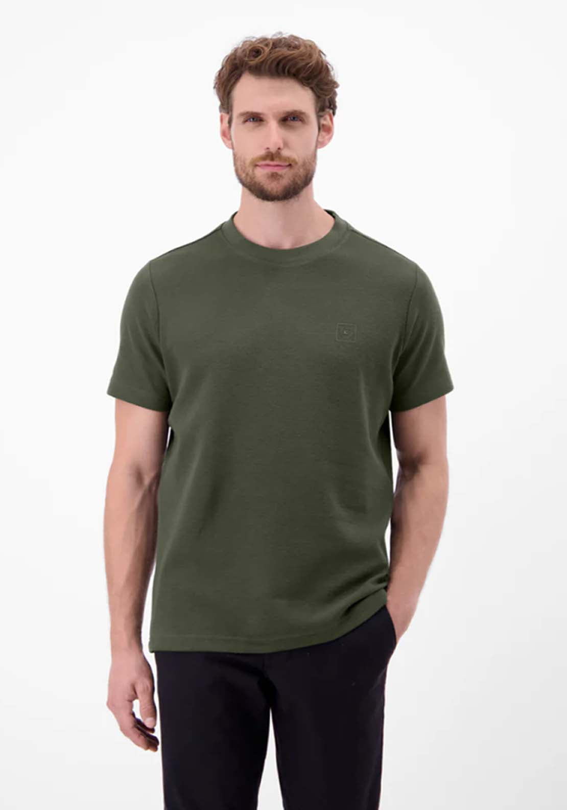 Lerros Structured T-shirt - Nordic Olive 1 Shaws Department Stores