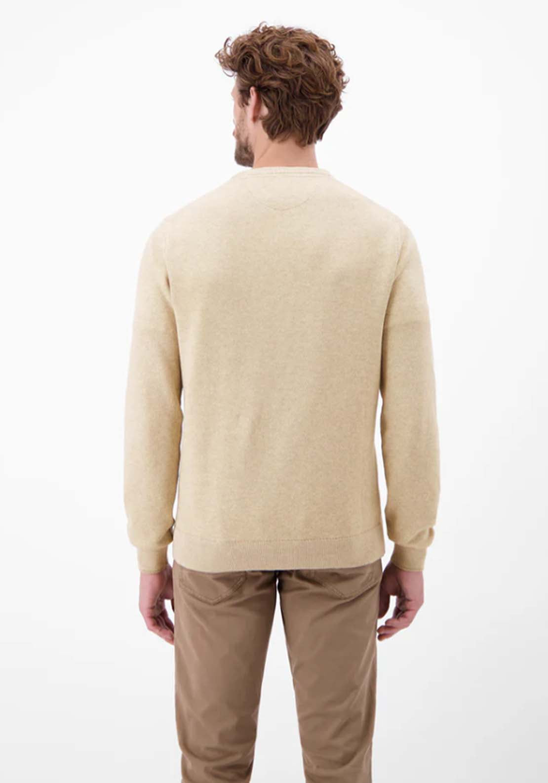 Lerros Crew Neck Waffle Sweater - Tender Beige Melange 2 Shaws Department Stores
