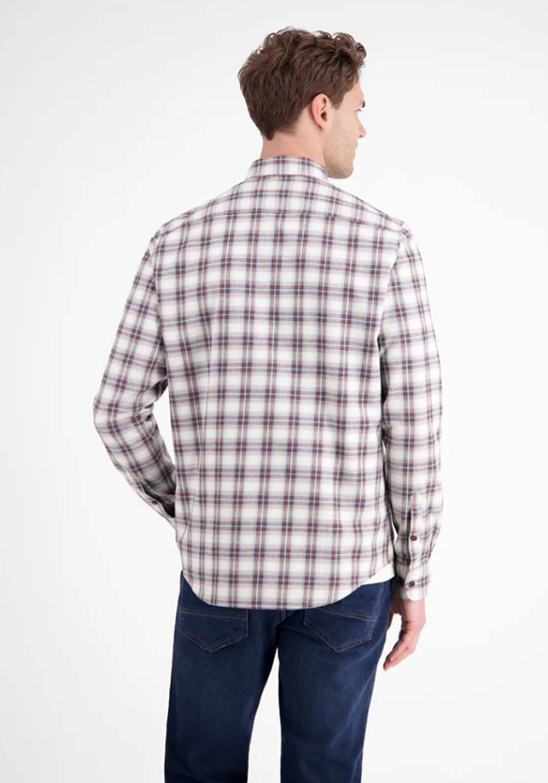 Lerros Long Sleeve Flannel Check Shirt - White 2 Shaws Department Stores